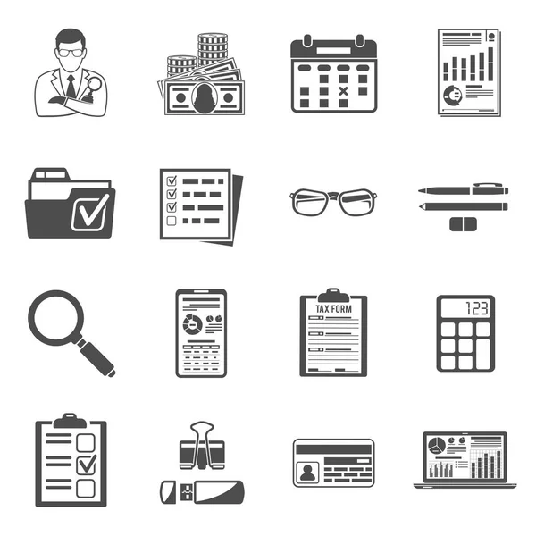 Accountantscontrole, fiscale, Accounting icons set — Stockvector
