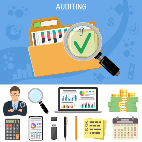 Auditing, Business Accounting Concept — Stock Vector