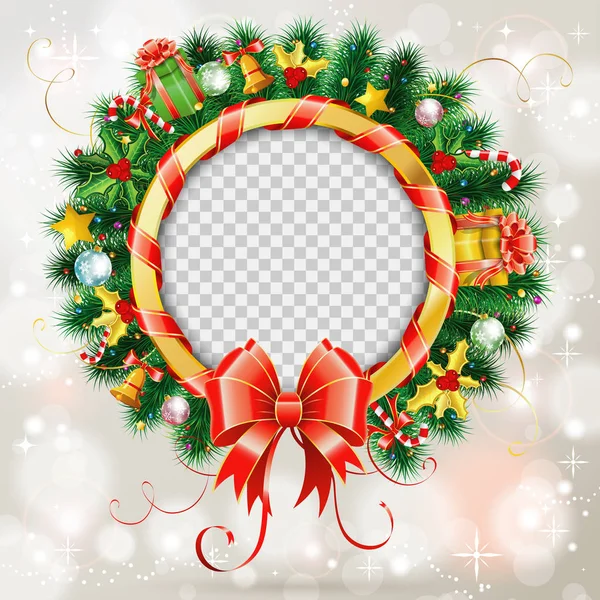 Christmas Wreath with Bow — Stock Vector