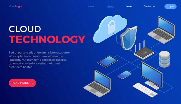 Cloud Computing Technology izometryczny — Wektor stockowy