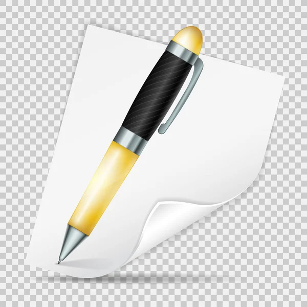Realistischer Stift und Notiz — Stockvektor