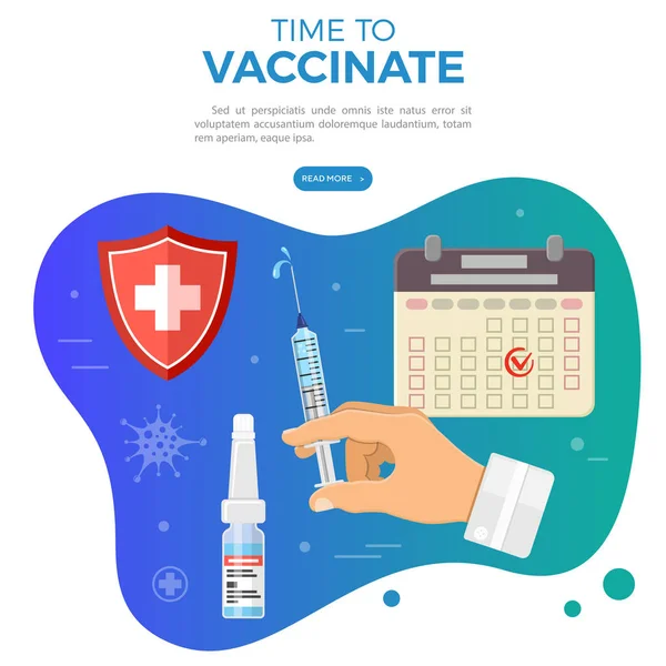 予防接種、糖尿病、予防接種バナー — ストックベクタ