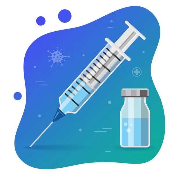 塑料医疗注射器和小瓶图标 — 图库矢量图片