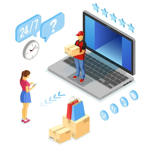 Ισομετρική Internet Shopping Παράδοση και Logistics — Διανυσματικό Αρχείο