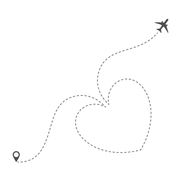 Διαδρομή του αεροπλάνου με καρδούλες — Διανυσματικό Αρχείο