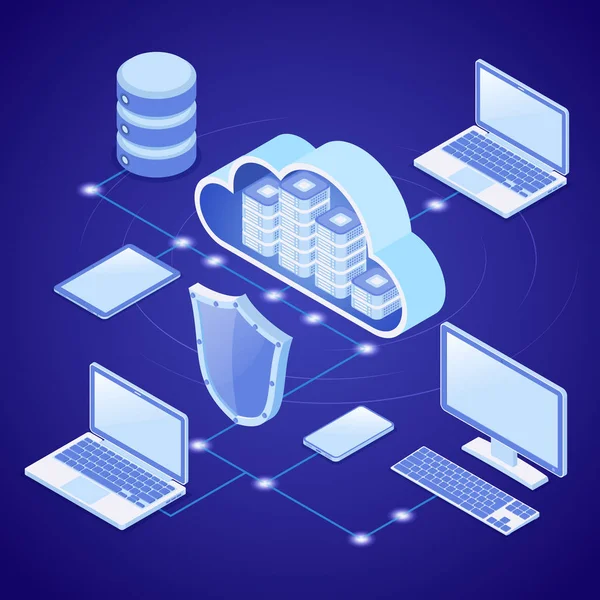 Cloud Computing technologie izometrický — Stockový vektor