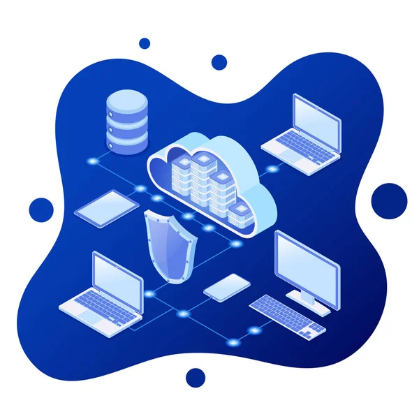 Technologie de Cloud Computing Isometric — Image vectorielle