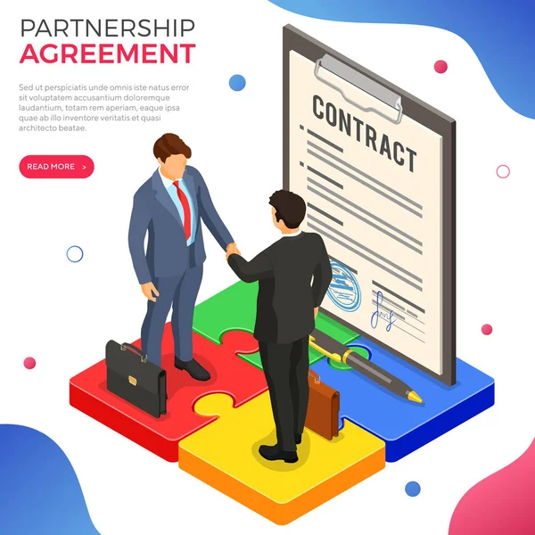 Partnerschaft, Handschlag Geschäftsleute, b2b — Stockvektor