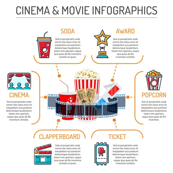 Infografías de cine y películas — Vector de stock
