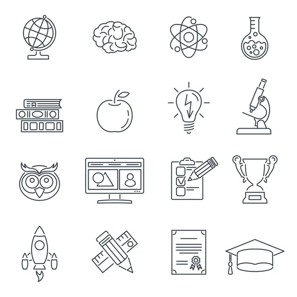 Online Education Thin Lines Web Icon Set — Stock Vector