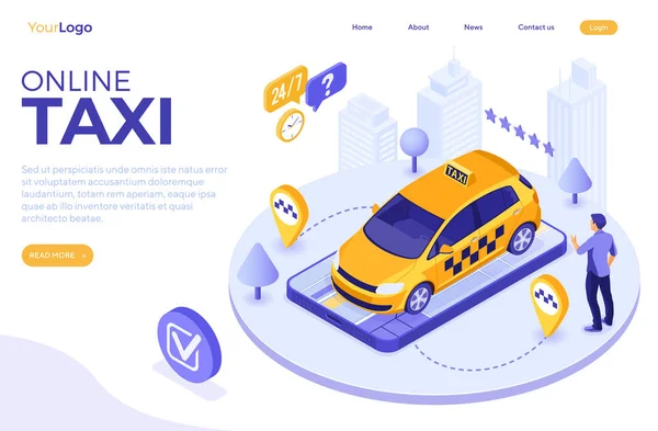 Taxi en ligne Isometric Concept — Image vectorielle