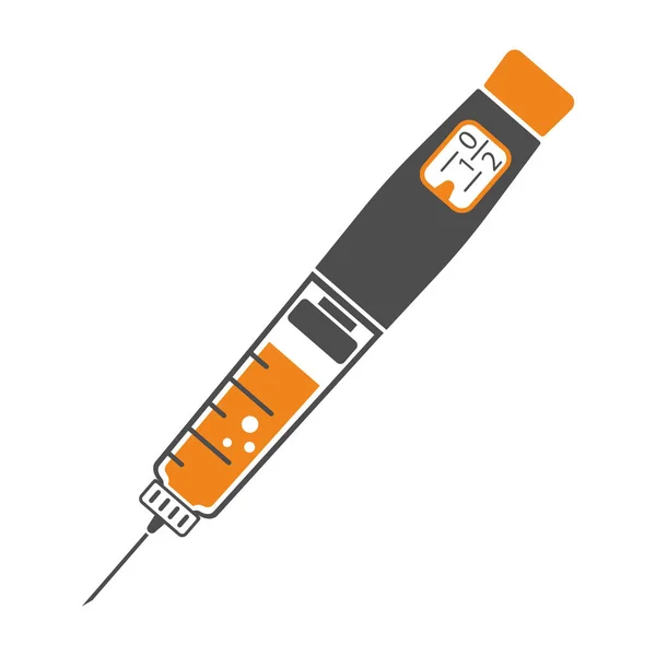 Icône de seringue de stylo d'insuline de diabète — Image vectorielle