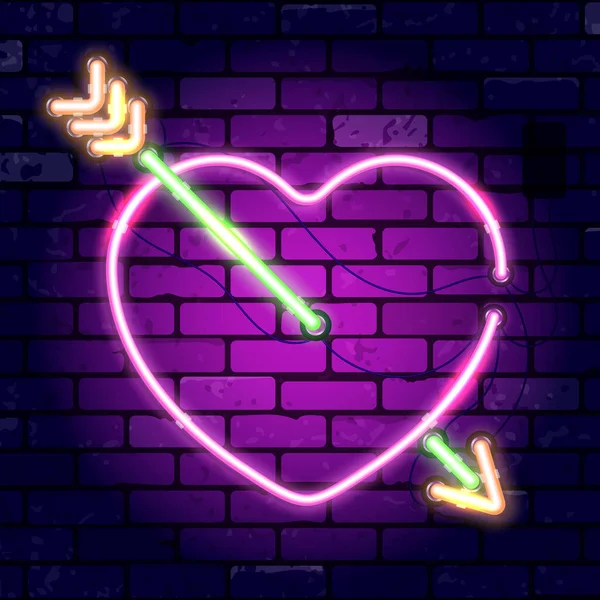 Valentines Day Neon Signboard — Stockový vektor