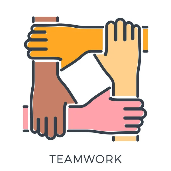 Vrienden Zakenpartners Sloegen Handen Ineen Teamwork Samenwerking Diversiteit Vriendschap Template — Stockvector