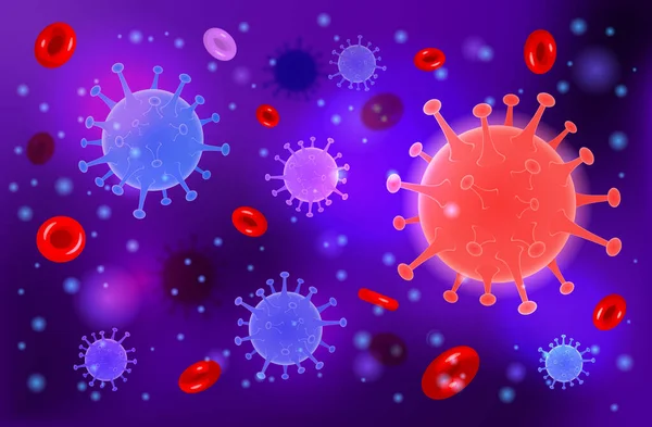 2019 Ncov Souche Virus Fond Avec Des Bactéries Des Globules — Image vectorielle