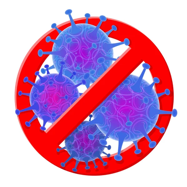 Souche Virus 2019 Ncov Avec Panneau Stop Quarantaine Nouveau Coronavirus — Image vectorielle