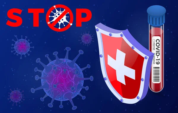Estirpe Vírus 2019 Ncov Com Quarentena Stop Sign Novo Coronavírus — Vetor de Stock