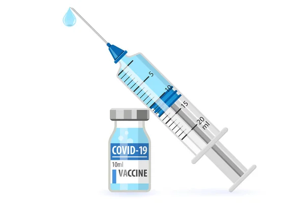 Conceito Coronavírus Covid Frasco Para Injectáveis Seringa Quarentena Romance Coronavírus — Vetor de Stock