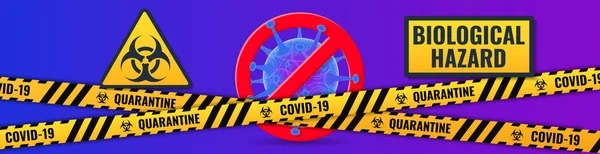 Covid Coronavirus Pare Estirpe Vírus Com Sinal Perigo Biológico Sinal — Vetor de Stock