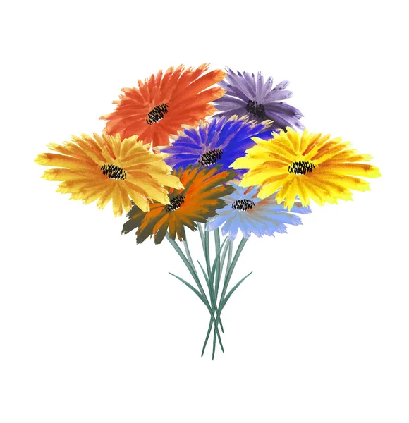 黄色の野生の花 水彩画 背景白の抽象的な夏の植物 分離されました ストック写真 C Olga Vic