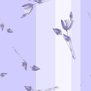 Dikey şeritler mor bir zemin üzerine Menekşe Lale seamless modeli suluboya