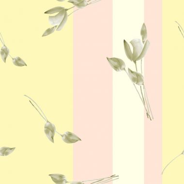 Dikey şeritler bir ışık Sarı zemin üzerine bej Lale seamless modeli suluboya