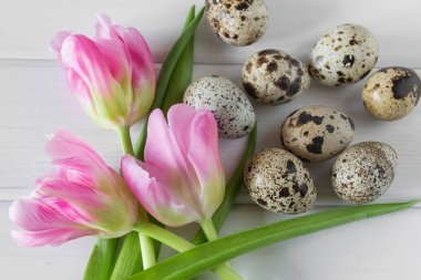 Bahar ve Paskalya tatil kavramı. Üstten Görünüm