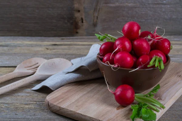 Rzodkiewki organicznych w miski ceramiczne — Zdjęcie stockowe