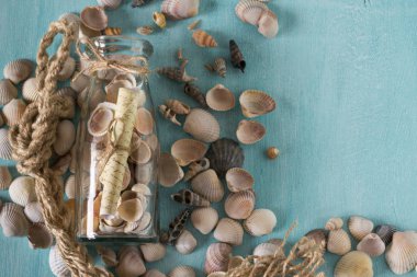 Hatıra Eşyası kabukları ile bir şişe gibi. İç Dekorasyon.