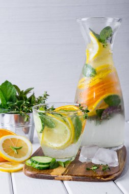 Vitamini ferahlatıcı kokteyl limon ve nane. Kolay ev yapımı limonata.