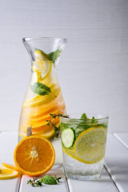 Vitamini ferahlatıcı kokteyl limon ve nane. Kolay ev yapımı limonata.