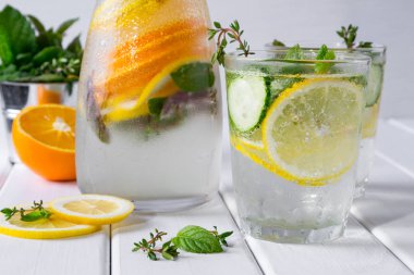 Vitamini ferahlatıcı kokteyl limon ve nane. Kolay ev yapımı limonata.