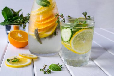 Vitamini ferahlatıcı kokteyl limon ve nane. Kolay ev yapımı limonata.