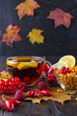 Sonbahar sağlıklı içecek konsepti. C vitamini ile iç