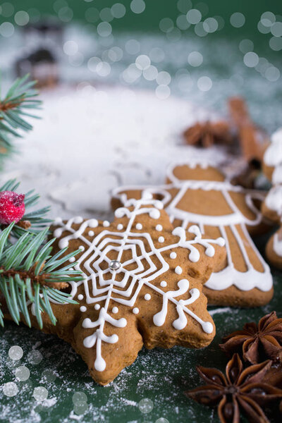 Homemade christmas cookies with decor