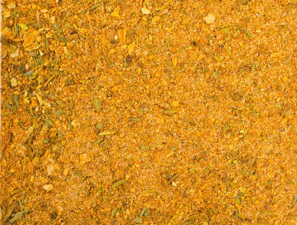 Textuur Achtergrond Gele Spice Mix Kruiden Bestaan Gedroogde Zout Knoflook — Stockfoto