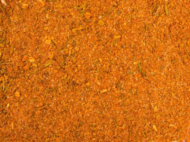 Doku arka plan. Sarı baharat karışımı tavuk için. Kırmızı Biber soğan sarımsak hardal kişniş kekik kereviz zerdeçal rezene kara biber baharat oluşur 