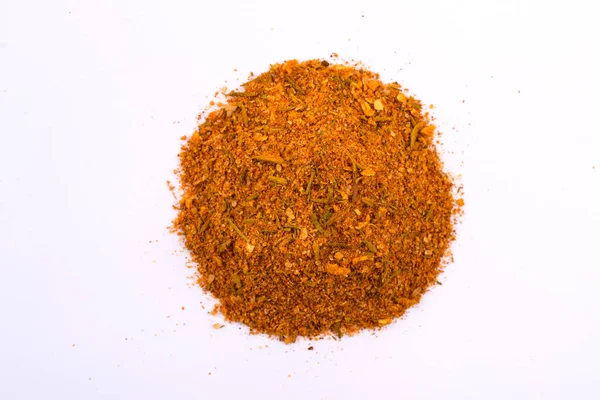 Pile Yellow Spice Mix Chicken Isolated White Background Spices Consist — Stock Photo, Image