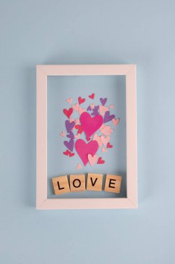 Mavi arka planda aşk ve kalpler. Sevgililer Günü geçmişi. Sevgililer Günü, Anneler Günü, Kadınlar Günü, düğün kartı..