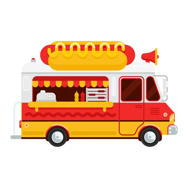 Kolorowe słodkie hot dog van wektorowego płaskie — Wektor stockowy