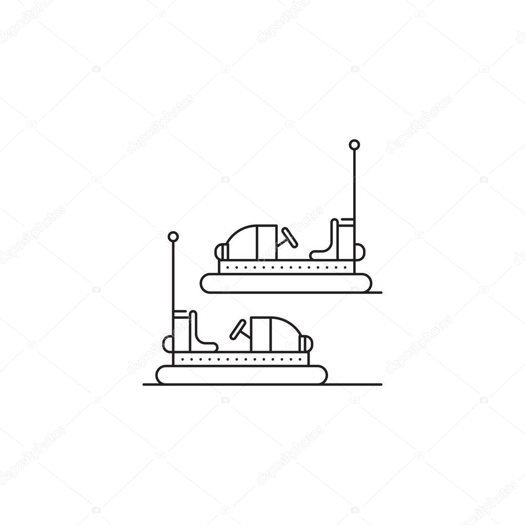 Cars rides icon vector linear design isolated on white background. Park logo template, element for amusement park, line icon object.
