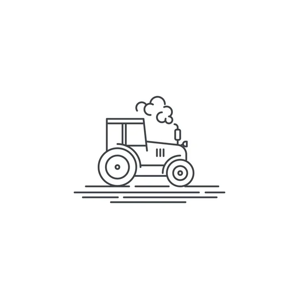 Ícone de linha trator fazenda. Desenho ilustrativo do desenho linear do vetor agromotor isolado sobre fundo branco. Modelo de logotipo da fazenda, elemento para o projeto agrícola, objeto de ícone de linha . —  Vetores de Stock