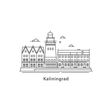 Beyaz arka plan üzerinde izole Kaliningrad logosunu görmeniz gerekir. Kaliningrad s yerler çizgi vektör çizim. Rusya şehirler kavramı için seyahat.