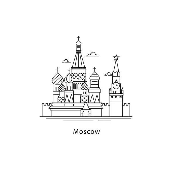 Logotipo de Moscú aislado sobre fondo blanco. Moscú línea vector ilustración. Viajar a la capital de Rusia concepto . — Vector de stock