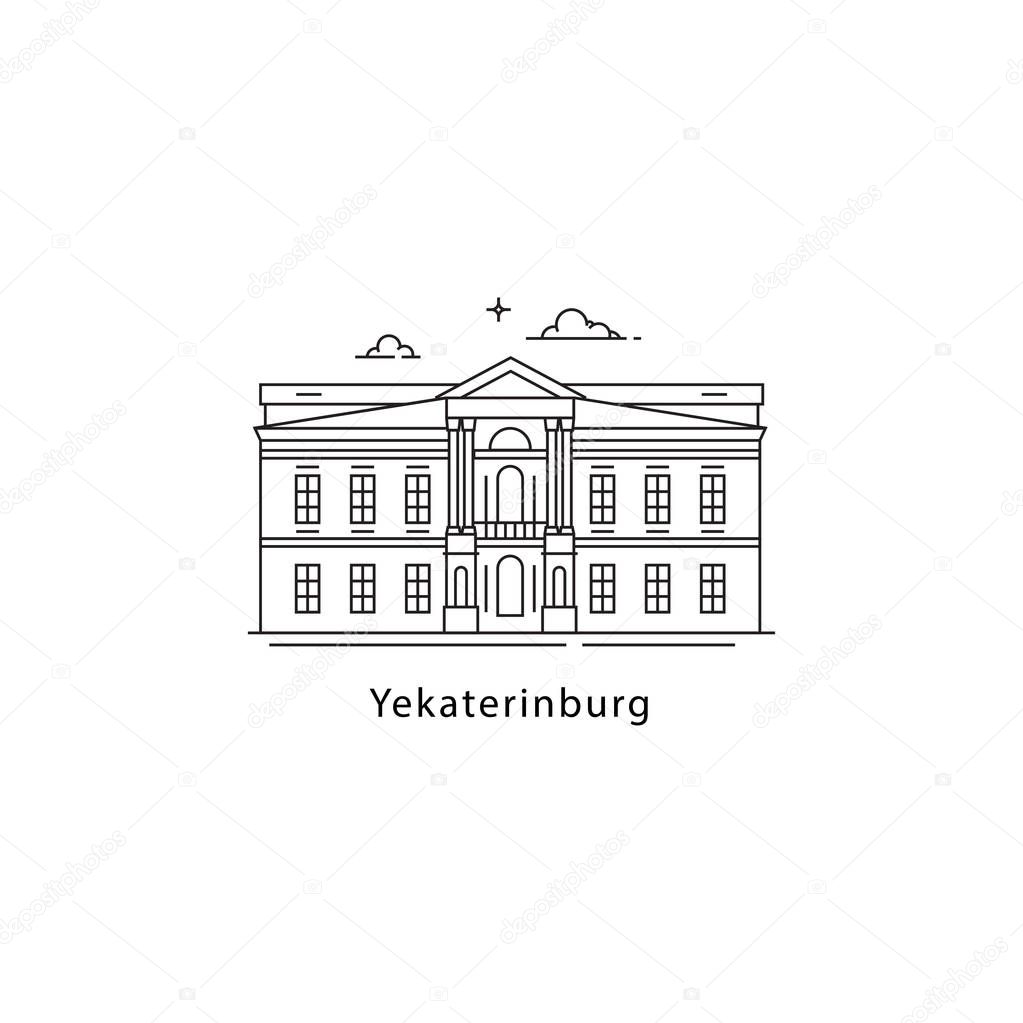 Yekaterinburg logo isolated on white background. Russian city line vector illustration. Traveling to Russia cities concept.
