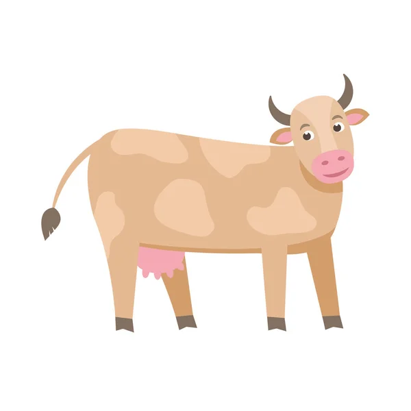 Aranyos tej tehén vektor lapos illusztráció elszigetelt fehér background. Farm állatok tehén rajzfilmfigura. — Stock Vector