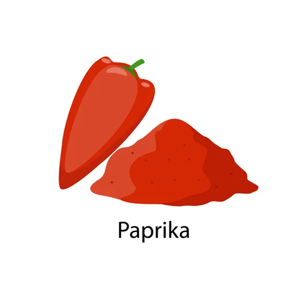 Paprika specerij - vector illustratie in plat ontwerp geïsoleerd op witte achtergrond. — Stockvector