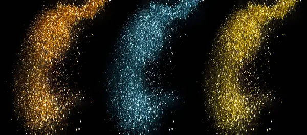 Gold sparkling star dust. Gold sparkles on a black background. shiny background. Gold glittering dust.