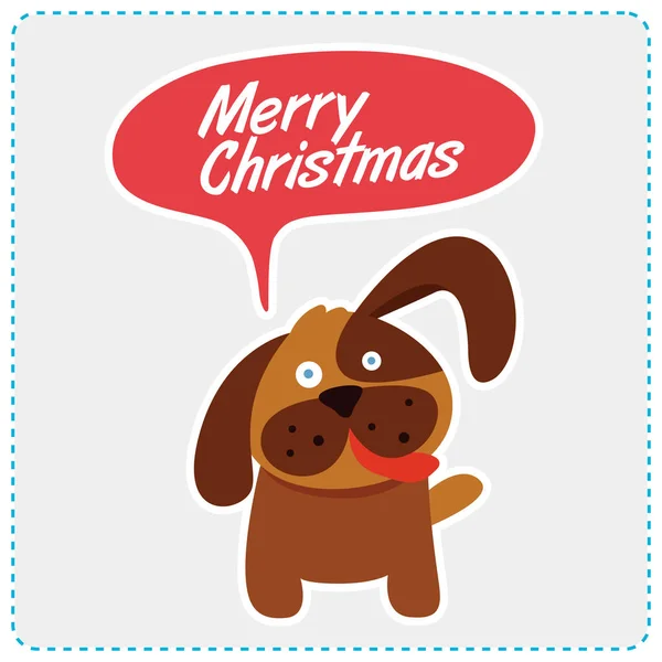 かわいい犬のクリスマス メッセージ。ベクトル図 — ストックベクタ