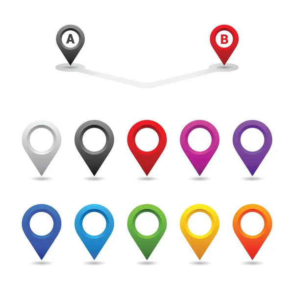 Set Pin Mappa Colorata Puntatore Posizione Set Vettoriale — Vettoriale Stock